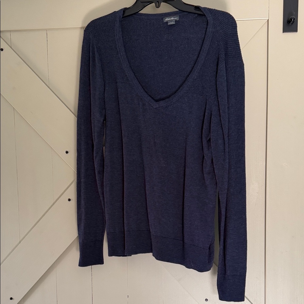 Eddie Bauer Dark Blue V-Neck Sweater